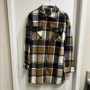 Plaid Button-Up Shirt Jacket